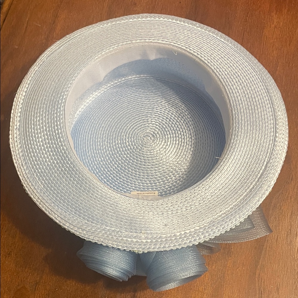 Blue Derby Church Hat Mesh Rosette Tea Party Wedding - Picture 9 of 14